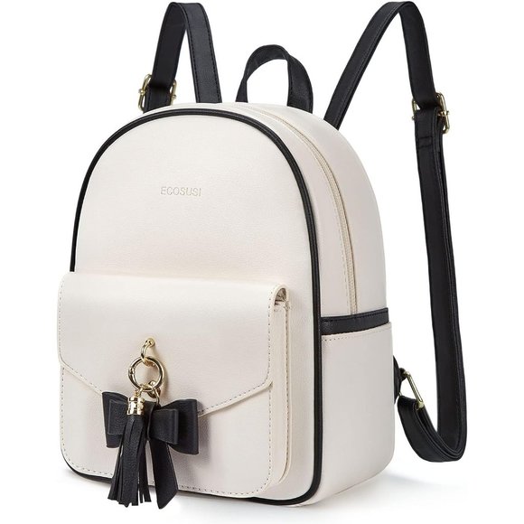 ECOSUSI Cute Bowknot Small Backpack Ladies Leather Satchel Bag with Charm Tassel main image 5
